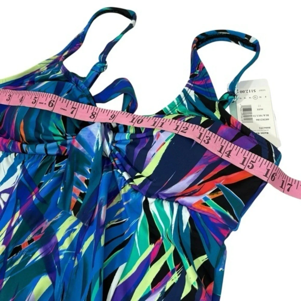 Swim Solutions NWT $112 Women's Printed Bow-Front Swim Dress 12 L - Picture 6 of 11